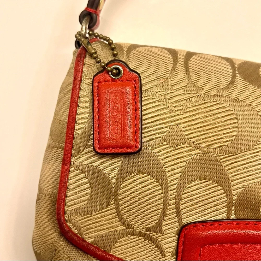 Vintage Coach Monogram C Creame/orange Mini‎ Shoulder Bag